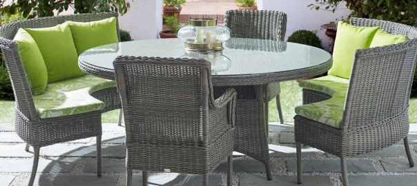 AI fresco dining with cane table and chairs patio furniture